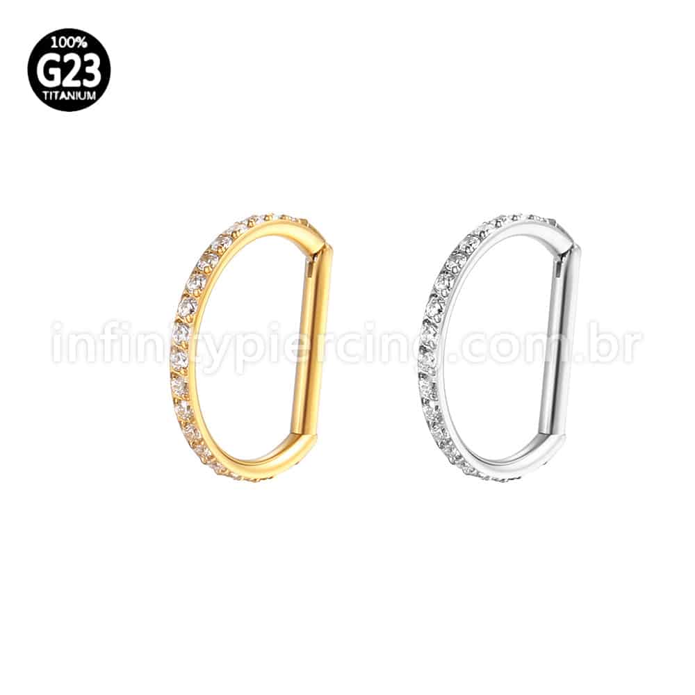 Piercing Meia Argola Titânio Segmento Articulado Zircônia